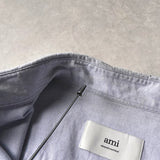 アミパリ アミ パリス ハートロゴ クロップドシャツ 長袖シャツ ブルーグレー