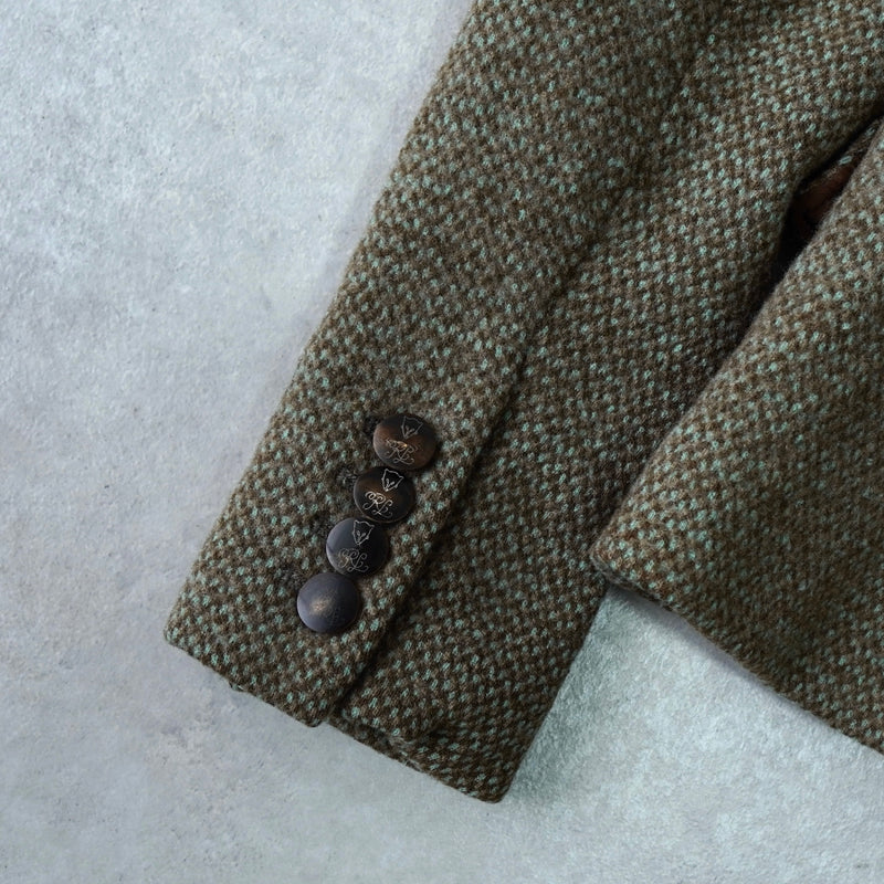 ポロ ラルフローレン シングル ツイード テーラードジャケット ブラウン レディース