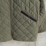 サルバトーレ フェラガモ レザー切り替え キルティングジャケット カーキ