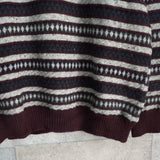 バーバリー ボーダー柄 ロゴ 刺繍 ニット ボルドー / グレー