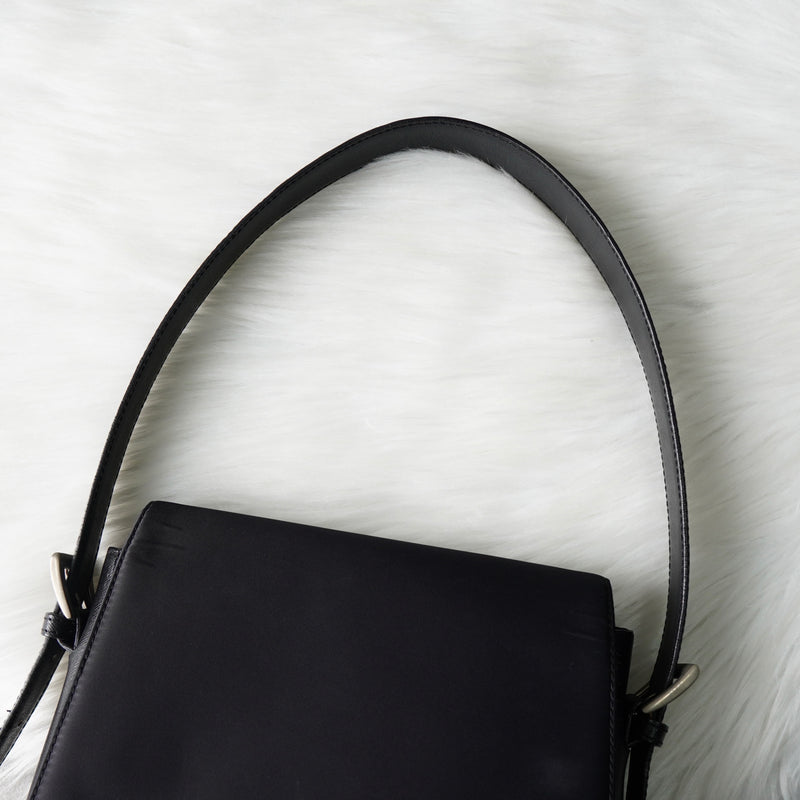 バレンシアガ BBロゴ ナイロン / レザー ワンショルダーバッグ ハンドバッグ ブラック