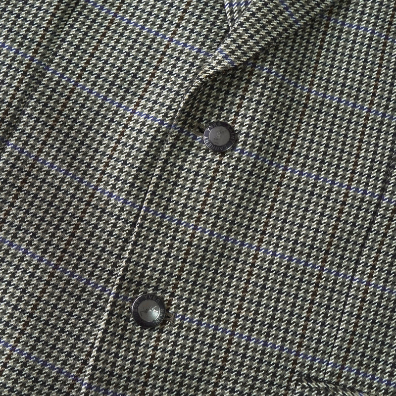 イヴサンローラン YSLロゴ ボタン 千鳥格子柄 ウール テーラードジャケット カーキ