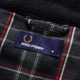 フレッドペリー ロゴ刺繍 レザー切り替え ウールブルゾン ブラック