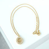 クリスチャン ディオール Diorロゴ オーバル ラインストーン ネックレス GPゴールド