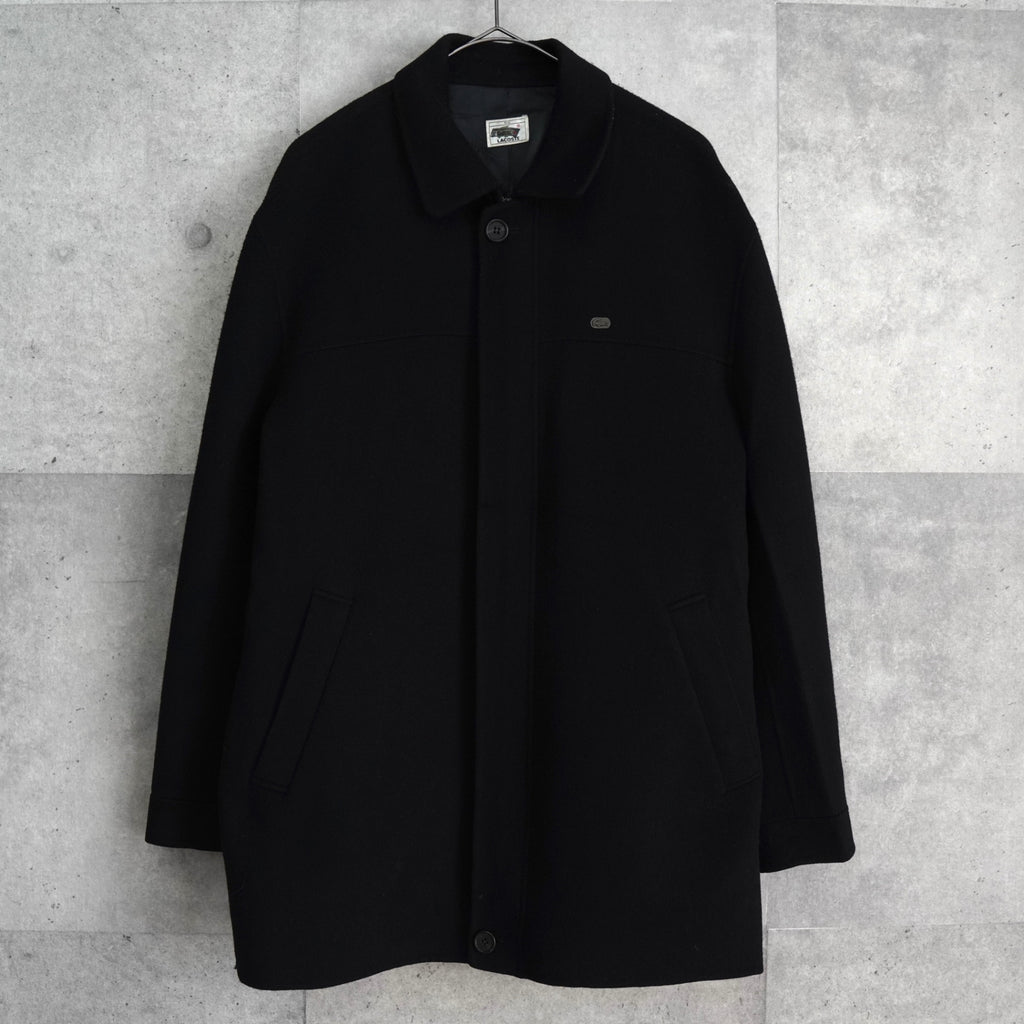 ラコステ ロゴパッチ ウールコート ミドルコート ブラック