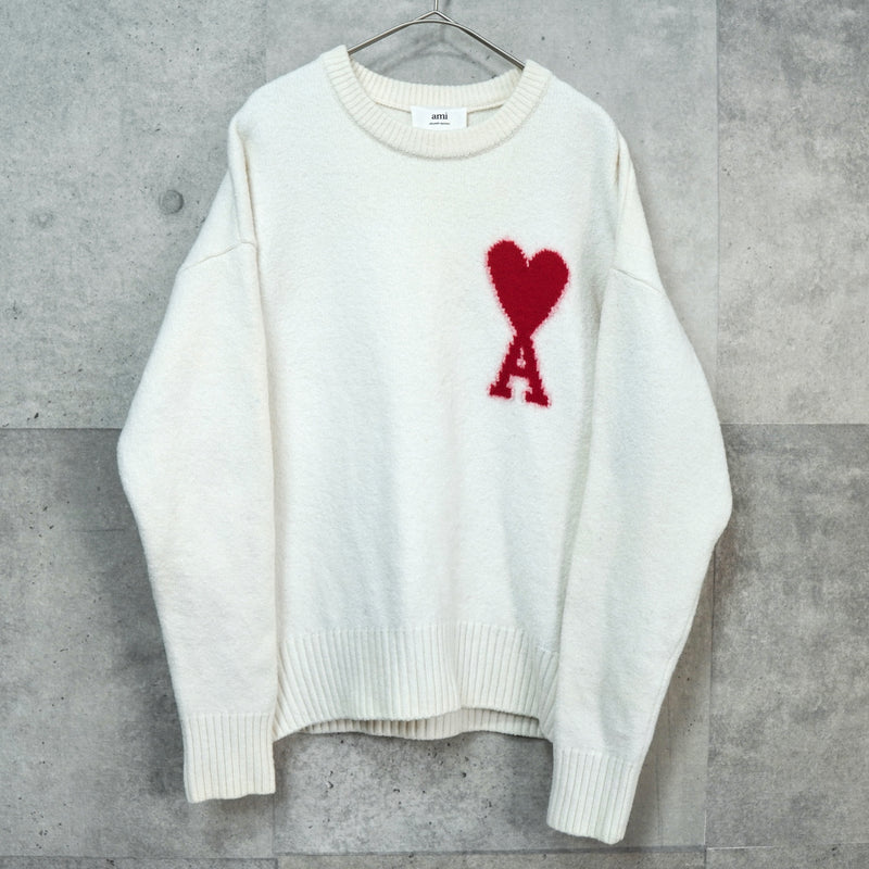 アミパリ アミ パリス ハートロゴ ニット アイボリー レディース