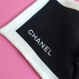 シャネル ロゴ カメリア柄 リボン バイカラー シュシュ ブラック / ホワイト