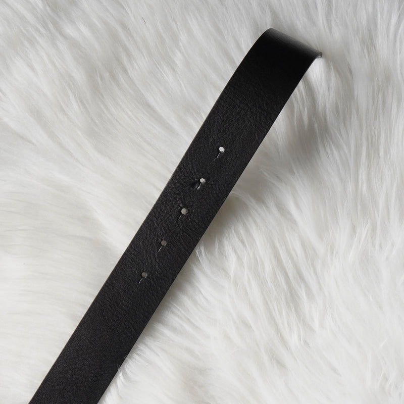 ディーゼル ロゴ レザー ベルト 80 / 32 ブラック / シルバー