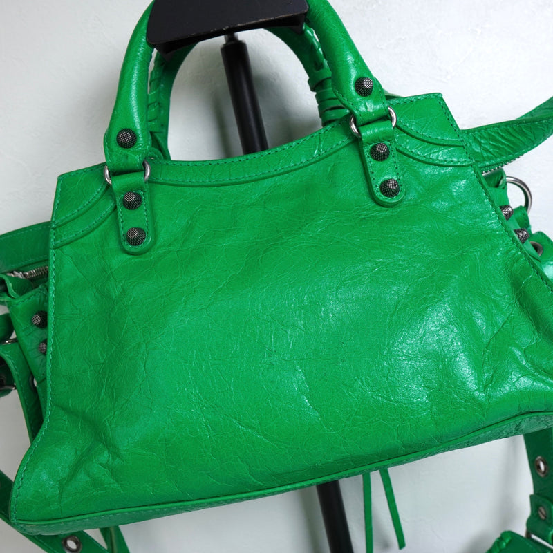 バレンシアガ ネオカゴール レザー 2way ハンドバッグ ショルダーバッグ ネオングリーン