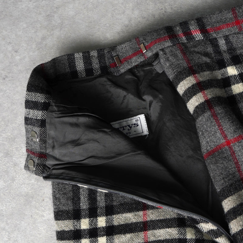 バーバリー ノバチェック ウール タイト スカート グレー