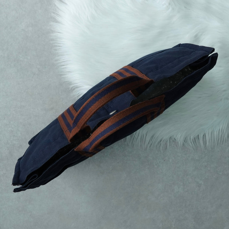 エルメス フールトゥMM キャンバス ハンドバッグ ネイビー / ブラウン