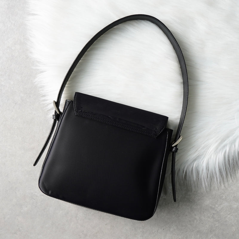 バレンシアガ BBロゴ ナイロン / レザー ワンショルダーバッグ ハンドバッグ ブラック