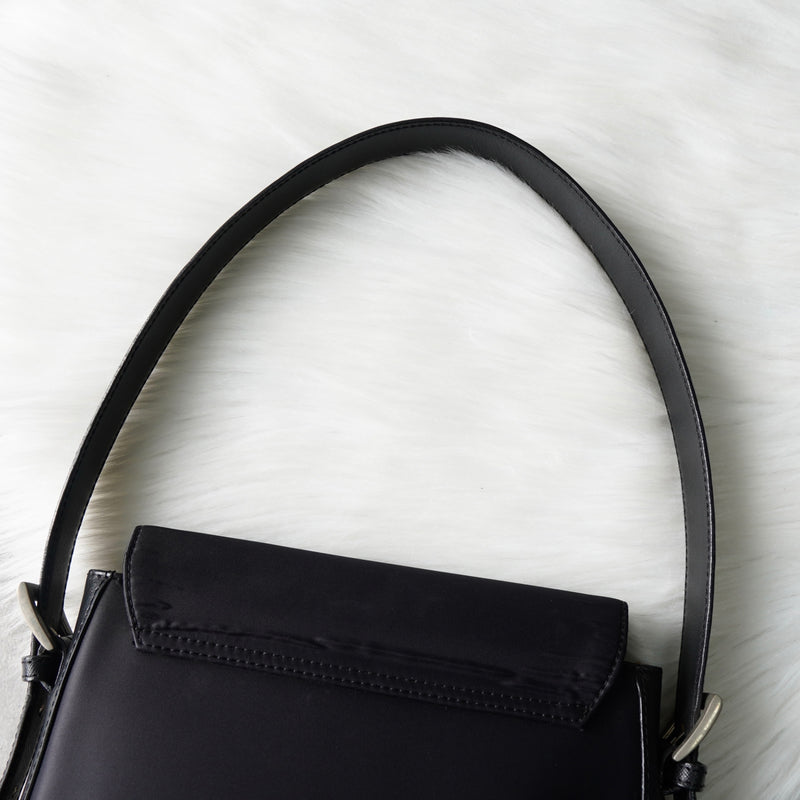 バレンシアガ BBロゴ ナイロン / レザー ワンショルダーバッグ ハンドバッグ ブラック