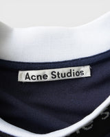 アクネ ストゥディオズ ロゴネック オーバーサイズ Tシャツ ネイビー メンズ
