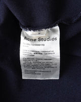 アクネ ストゥディオズ ロゴネック オーバーサイズ Tシャツ ネイビー メンズ
