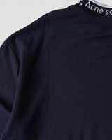 アクネ ストゥディオズ ロゴネック オーバーサイズ Tシャツ ネイビー メンズ