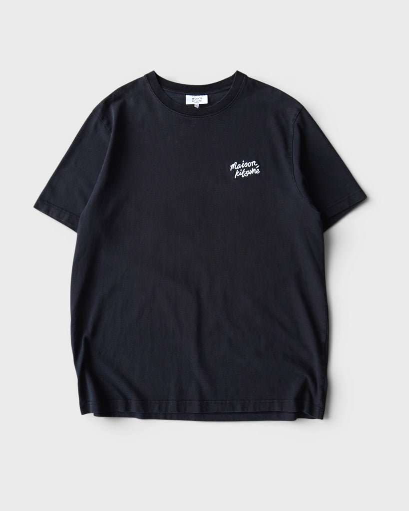 メゾン キツネ 筆記体ロゴ Tシャツ ブラック XLサイズ メンズ