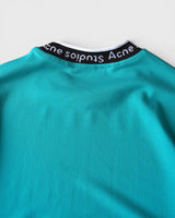 アクネ ストゥディオズ ロゴネック オーバーサイズ  Tシャツ ターコイズブルー メンズ