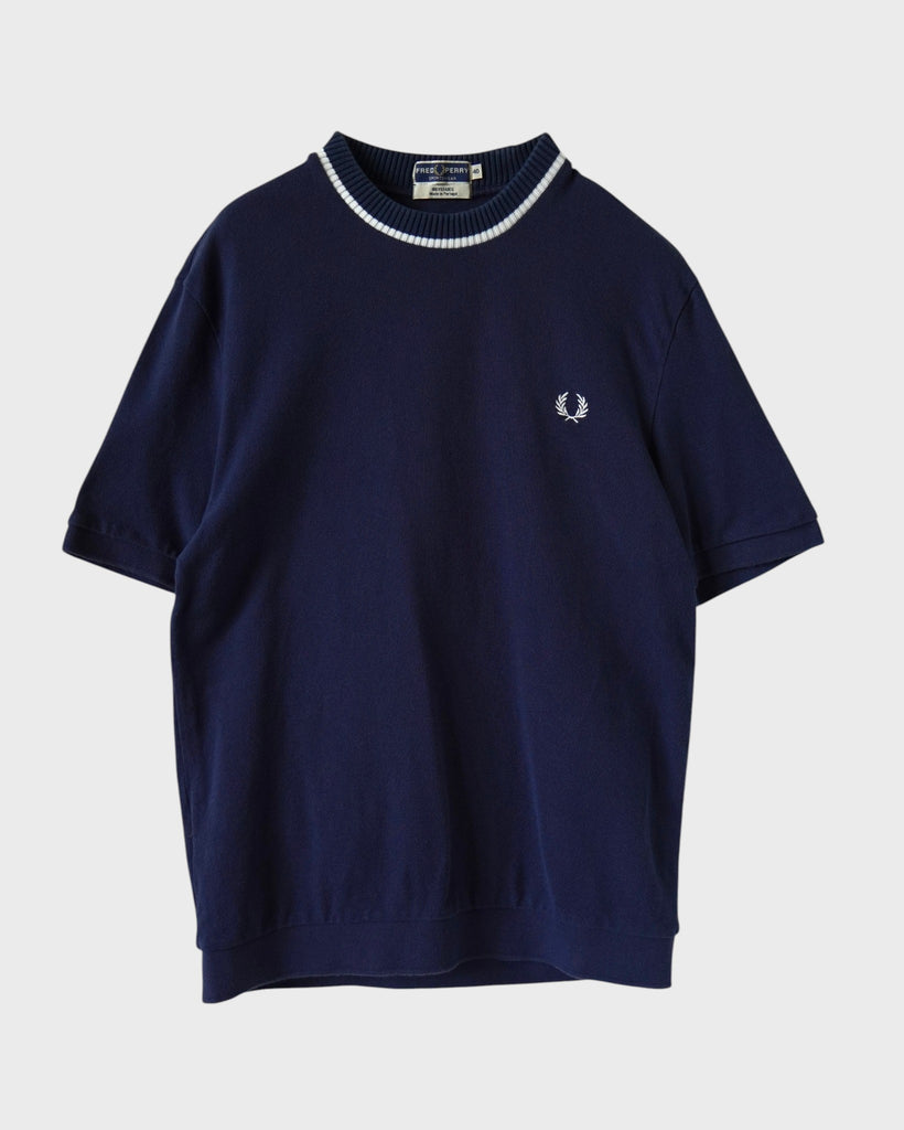 フレッドペリー ヴィンテージ リブネック 鹿子 Tシャツ ネイビー サイズ40 メンズ レディース