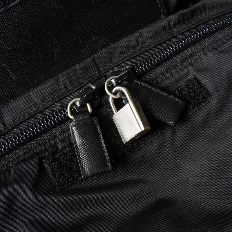 プラダ テスート ポコノ ナイロン / サフィアーノレザー 2way ボストンバッグ ブラック