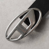 ディーゼル ロゴ レザー ベルト 80 / 32 ブラック / シルバー