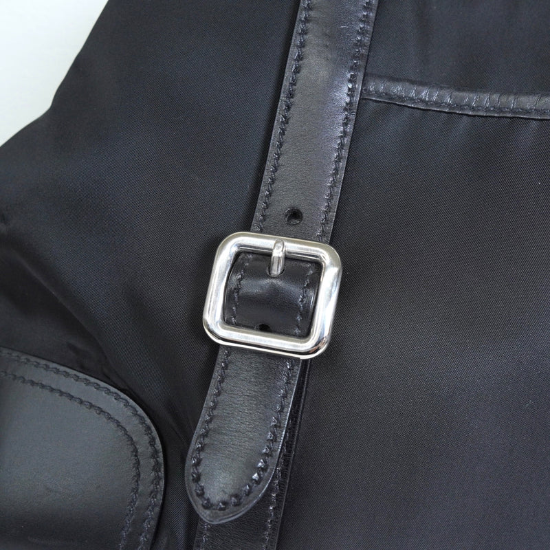 プラダ トライアングルロゴ テスート ポコノ ナイロン レザー トートバッグ ブラック