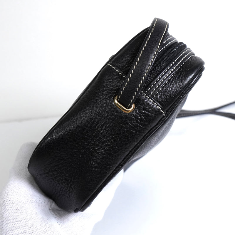 クリスチャン ディオール CDロゴ レザー ショルダーバッグ ブラック