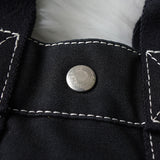 エルメス ドーヴィルPM キャンバス ハンドバッグ ブラック / ホワイトステッチ