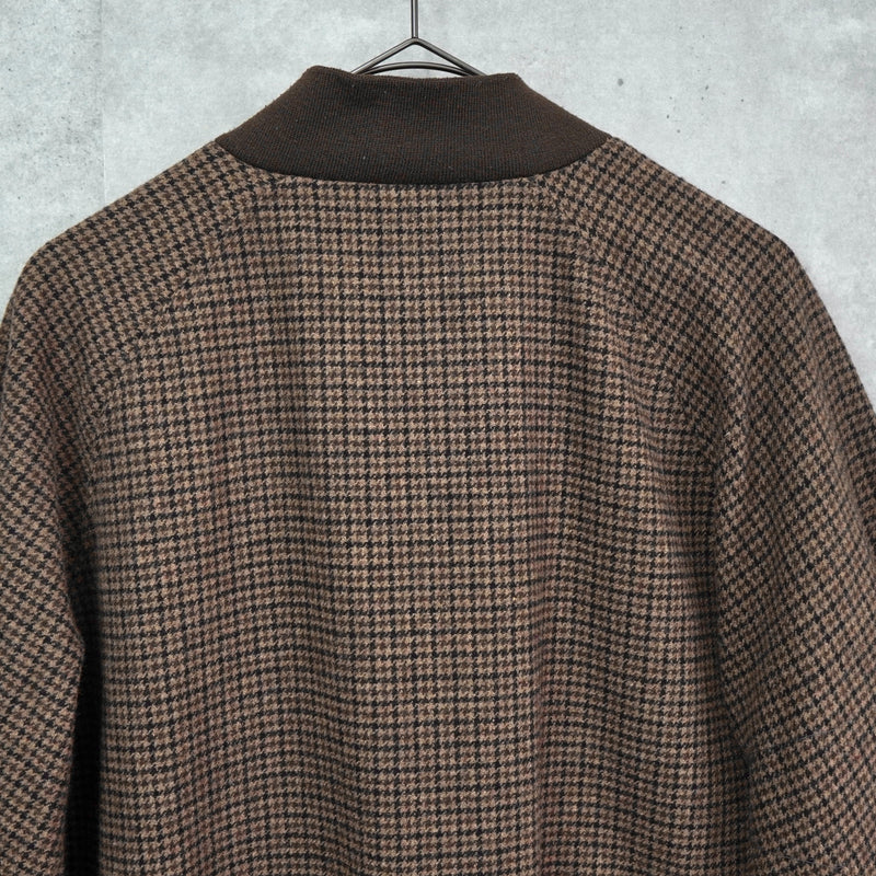 アディダス トレフォイルロゴ 千鳥格子柄 ウールジャケット ブルゾン ブラウン