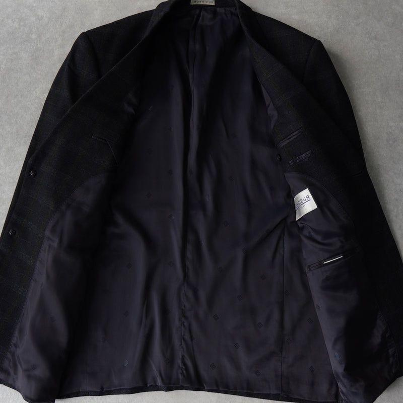 ジバンシィ 4Gロゴ ボタン チェック柄 ウール テーラードジャケット ブラック