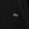 ラコステ ロゴパッチ ケーブル編み ニット ブラック