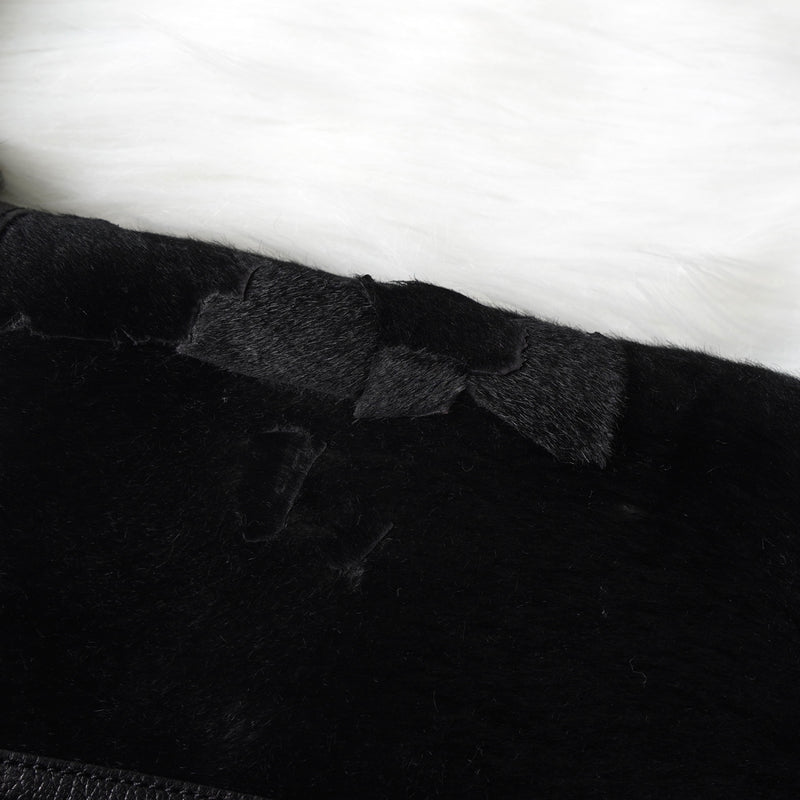 ロエベ スタッズ アナグラム ハラコレザー / ファー ショルダーバッグ ブラック