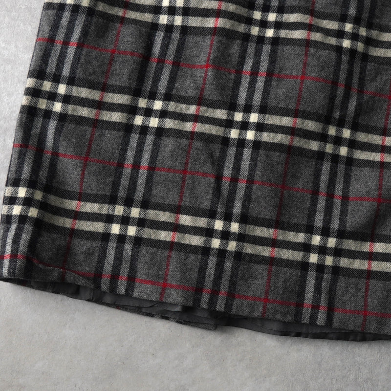 バーバリー ノバチェック ウール タイト スカート グレー