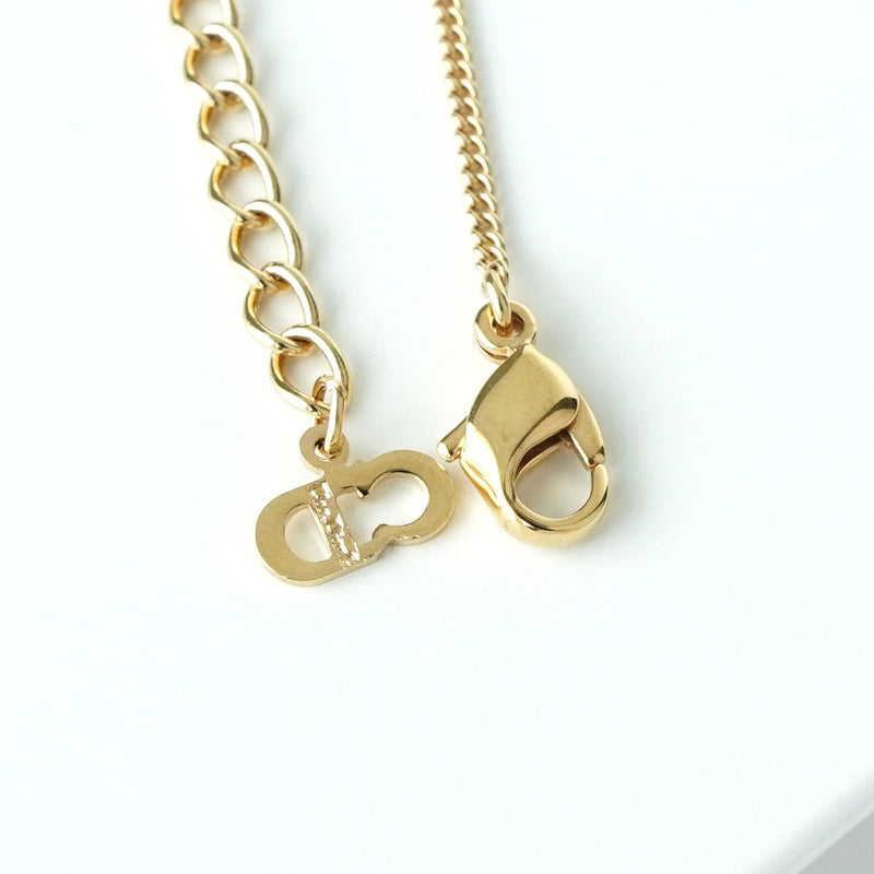 クリスチャン ディオール Diorロゴ オーバル ラインストーン ネックレス GPゴールド