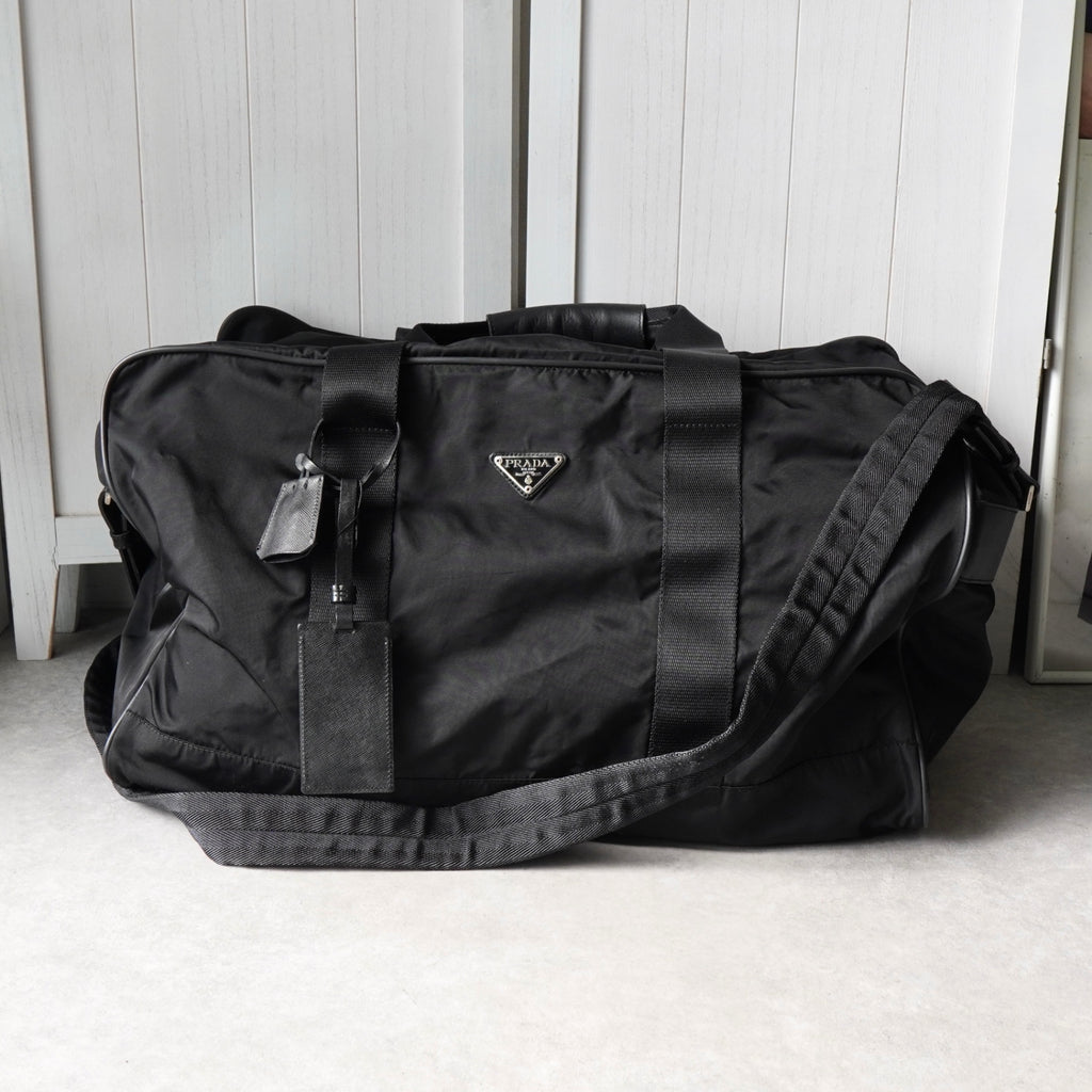 プラダ テスート ポコノ ナイロン / サフィアーノレザー 2way ボストンバッグ ブラック