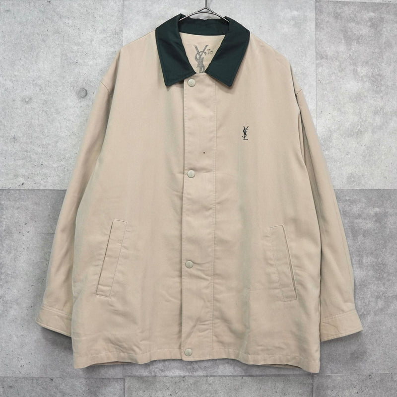 イヴ サンローラン ヴィンテージ YSLロゴ ブルゾン ジャケット ベージュ / モスグリーン