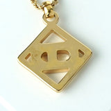 クリスチャン ディオール CDロゴ スクエア ラインストーン ネックレス GPゴールド