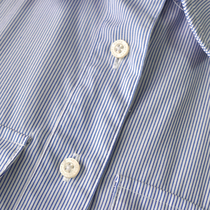 ローレン ラルフローレン ストライプ柄 ロング丈 シャツワンピース ブルー