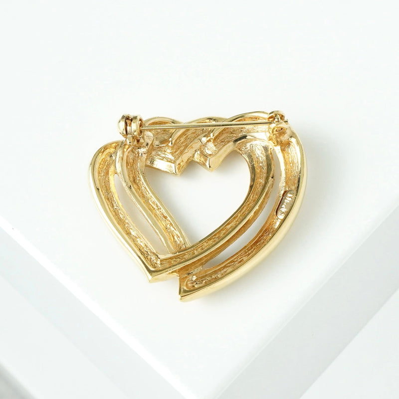 クリスチャン ディオール ハート ブローチ GP ゴールド / ブラック