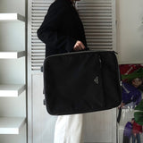 プラダ テスート ポコノ ナイロン / サフィアーノレザー トライアングルロゴ / キャリーバッグ ブラック