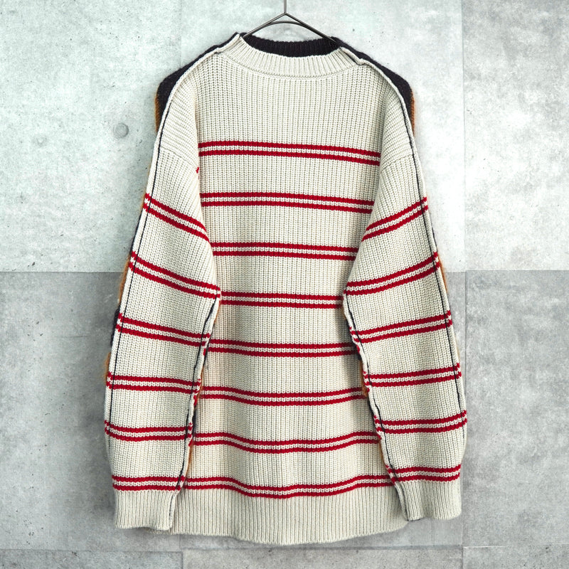マルニ ドッキング 切り替え ボーダー柄 モヘア ニット キャメル / アイボリー