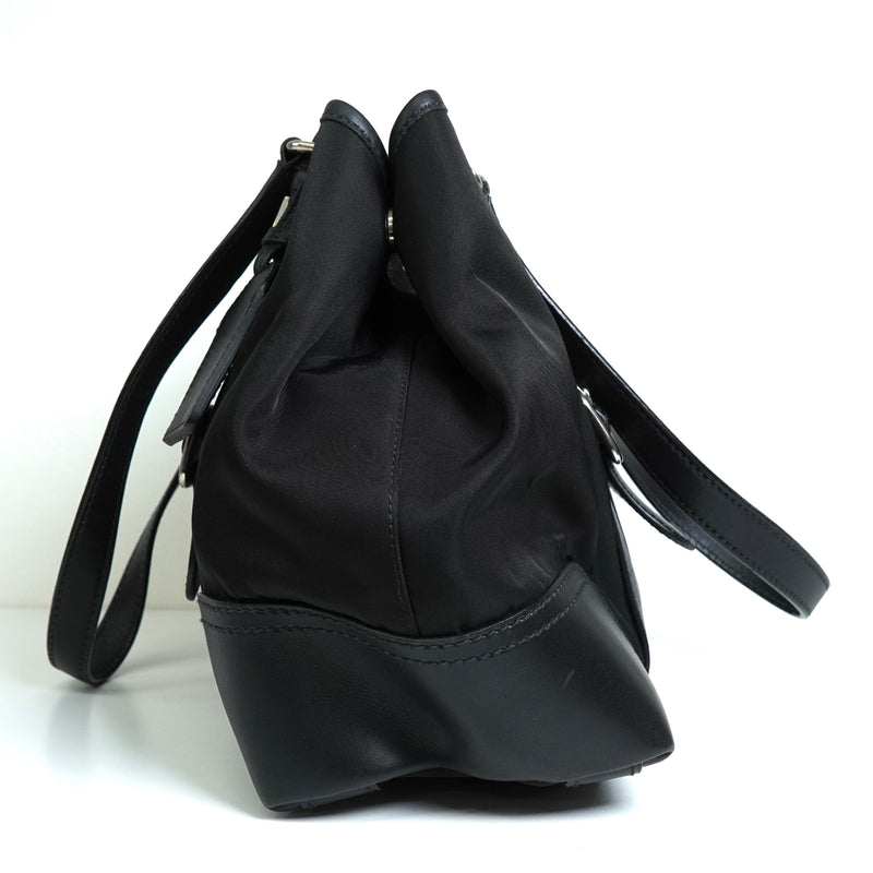 プラダ トライアングルロゴ テスート ポコノ ナイロン レザー トートバッグ ブラック