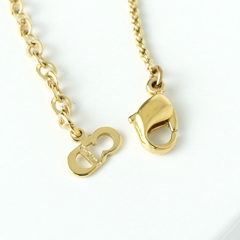 クリスチャン ディオール CDロゴ スクエア ラインストーン ネックレス GPゴールド