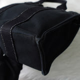 エルメス ドーヴィルPM キャンバス ハンドバッグ ブラック / ホワイトステッチ