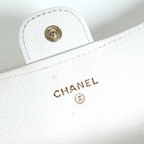 シャネル クラシック ココマーク マトラッセ キャビアスキン 長財布 ホワイト