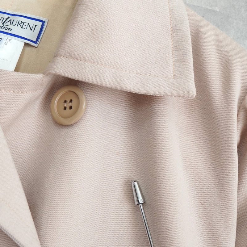 イヴサンローラン ロング丈 トレンチコート ピンクベージュ コート レディース