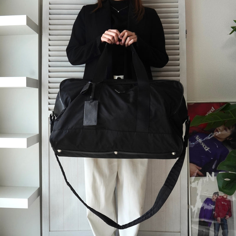 プラダ テスート ポコノ ナイロン / サフィアーノレザー 2way ボストンバッグ ブラック