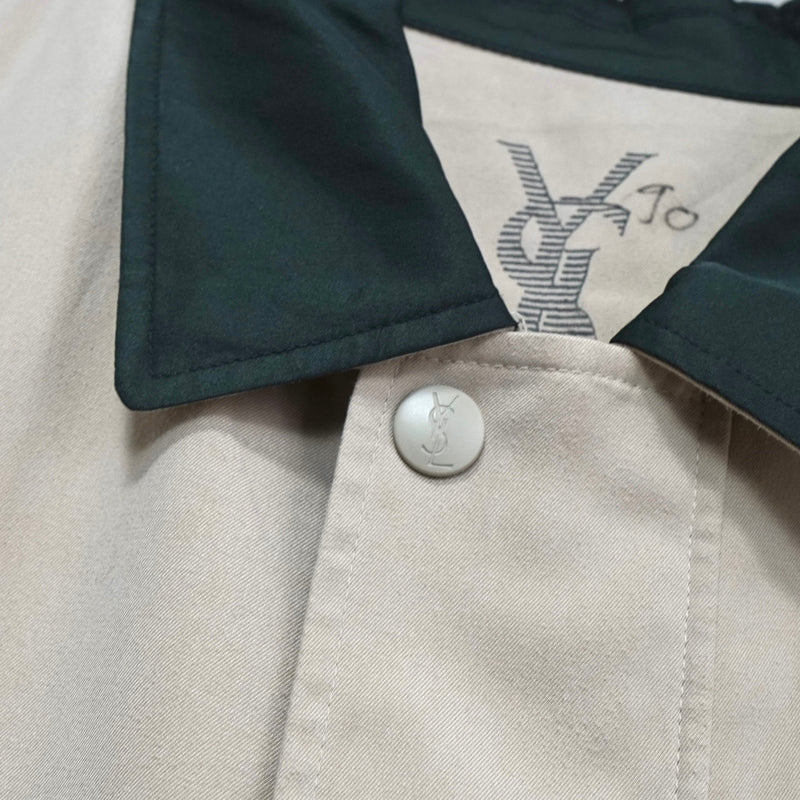 イヴ サンローラン ヴィンテージ YSLロゴ ブルゾン ジャケット ベージュ / モスグリーン