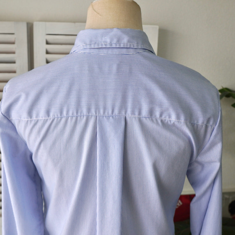 ローレン ラルフローレン ストライプ柄 ロング丈 シャツワンピース ブルー