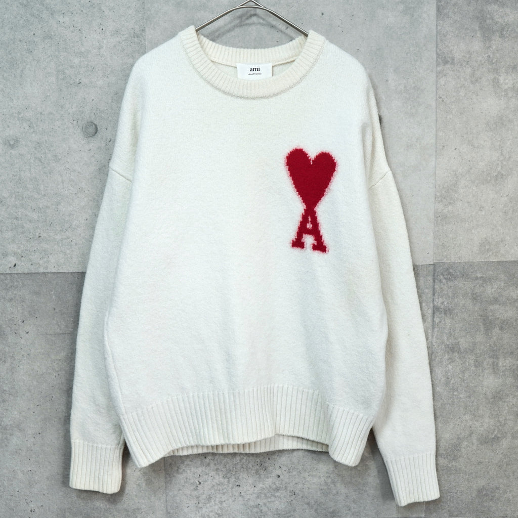 アミパリ アミ パリス ハートロゴ ニット アイボリー レディース